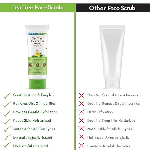 Mamaearth Tea Tree Face Scrub with Tea Tree and Neem for Skin Purification - 100g Face Scrub from mamaearth