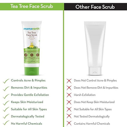 Mamaearth Tea Tree Face Scrub with Tea Tree and Neem for Skin Purification - 100g Face Scrub from mamaearth