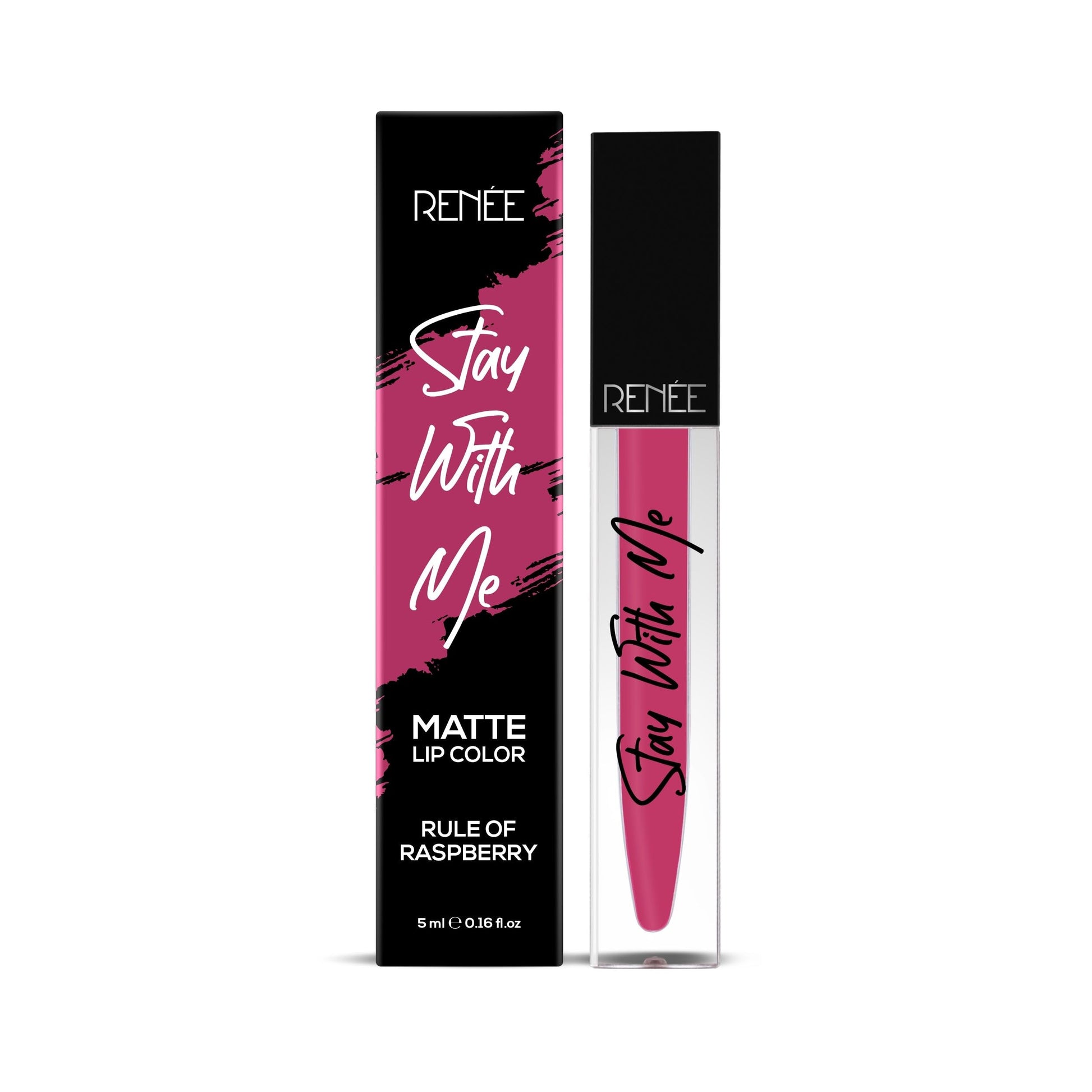 RENEE Stay With Me Matte Lip Color - Rule Of Raspberry 5ml| Long lasting, Light Weight & Non Transfer Formula| Water & Smudge Proof  from RENEE