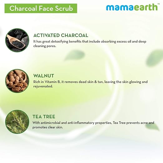 Mamaearth Charcoal Face Scrub for Oily and Normal skin, with Charcoal and Walnut for Deep Exfoliation - 100g Face Scrub from mamaearth