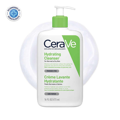 CeraVe Hydrating Cleanser For Normal To Dry Skin (473ml) - Non-Foaming Face Wash with Hyaluronic Acid And Ceramides | Non-Comedogenic, Non-Irritating And Fragrance-Free Cleanser face Wash from cerave