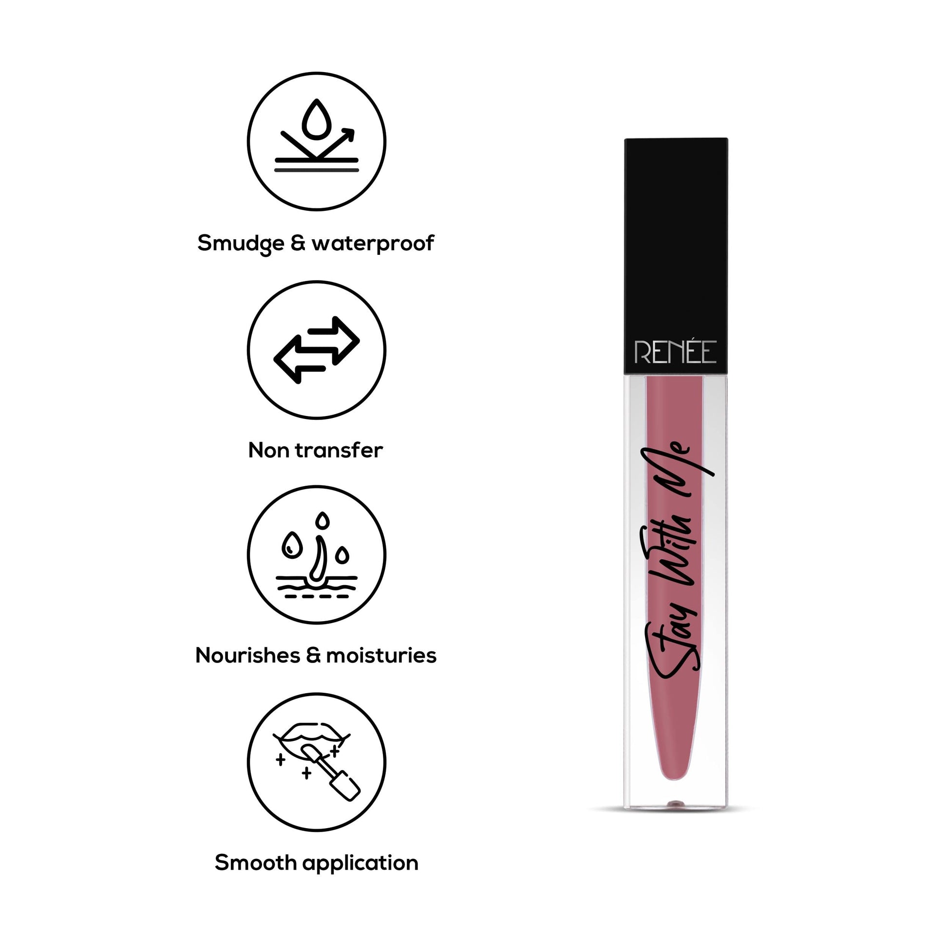 RENEE Stay With Me Matte Lip Color, Long Lasting, Non Transfer, Water & Smudge Proof, Light Weight Liquid Lipstick, Awe for Mauve, 5ml  from RENEE