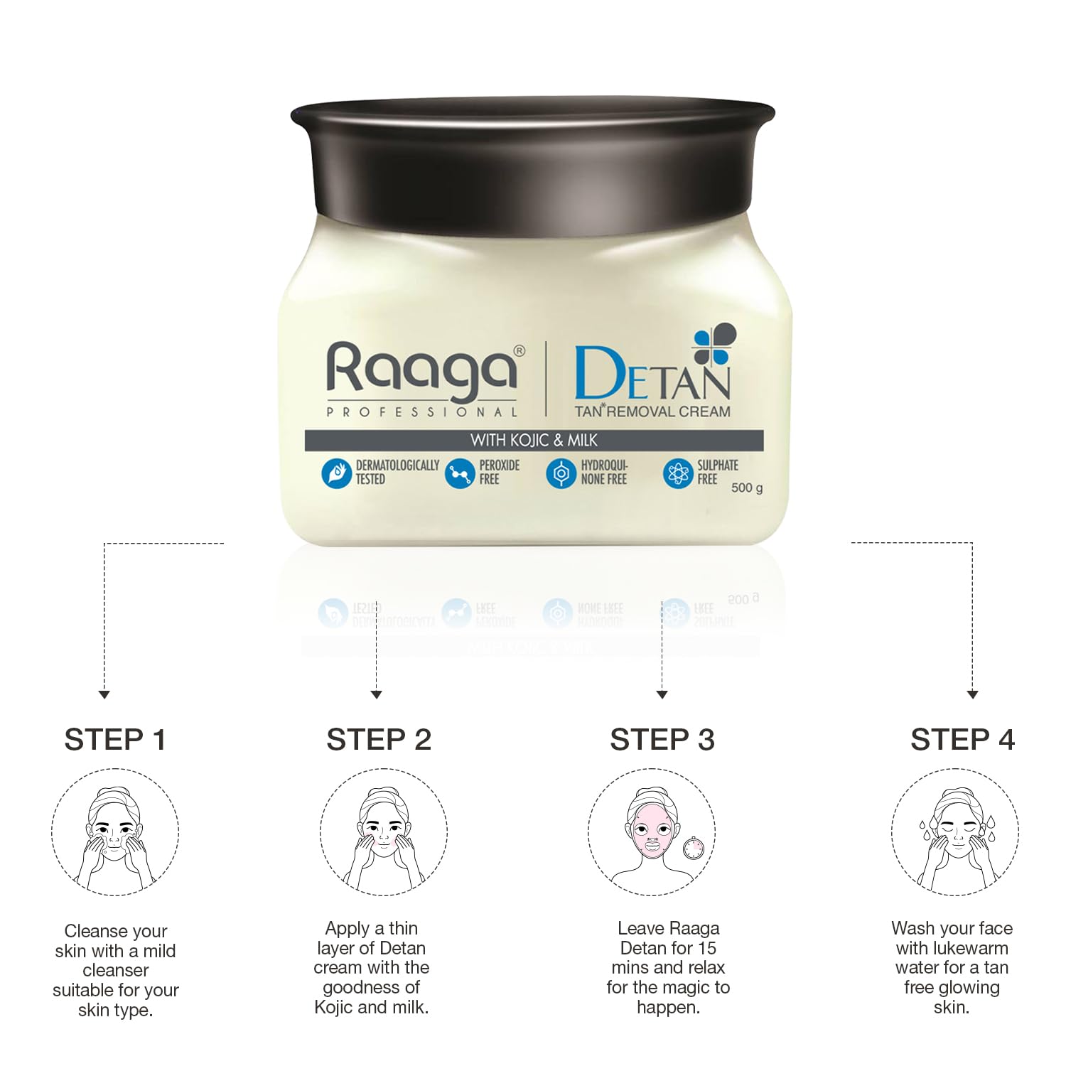 Raaga Professional De-Tan Pack | Tan Removal Cream with Kojic and Milk | Dermatologically Tested, Peroxide Free, Hydroquinone Free, Sulphate Free (500 gm)  from Raaga Professional