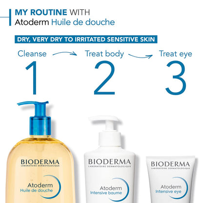 Bioderma Atoderm Huile de douche Anti-iritation Cleaning Oil | 24hrs Hydration | Face and Body Moisturizer | Soothes Discomfort - Dry to Very Dry Sensitive Skin - 200 ml Moisturizer from Bioderma