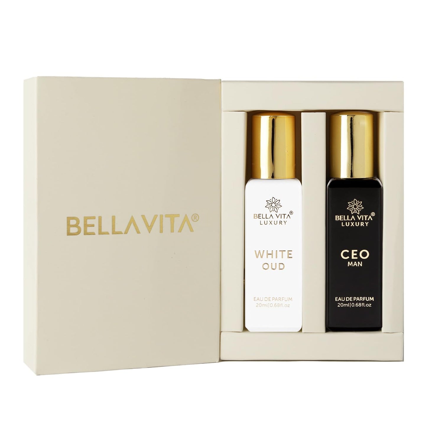 Bella Vita Luxury CEO Man & White Oud Unisex Perfume Combo with Tonka, Agarwood & Orange | Woody Long Lasting EDP Fragrance Scent, Pack of 2, 20 ml Each perfume from Bella Vita Luxury