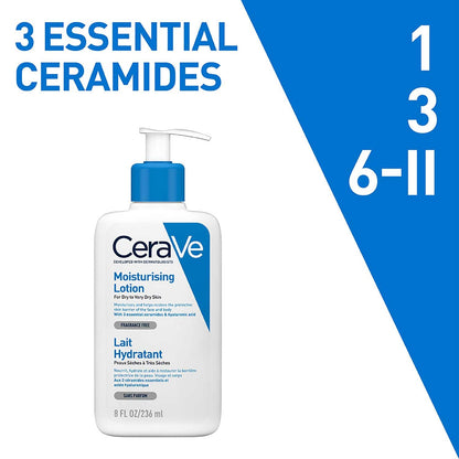 CeraVe Moisturizing Lotion For Dry Skin (236ml) - Formulated With 3 Essential Ceramides And Hyaluronic Acid | Non-Comedogenic, Oil Free And Fragrance-Free Body Lotion Moisturizer from cerave