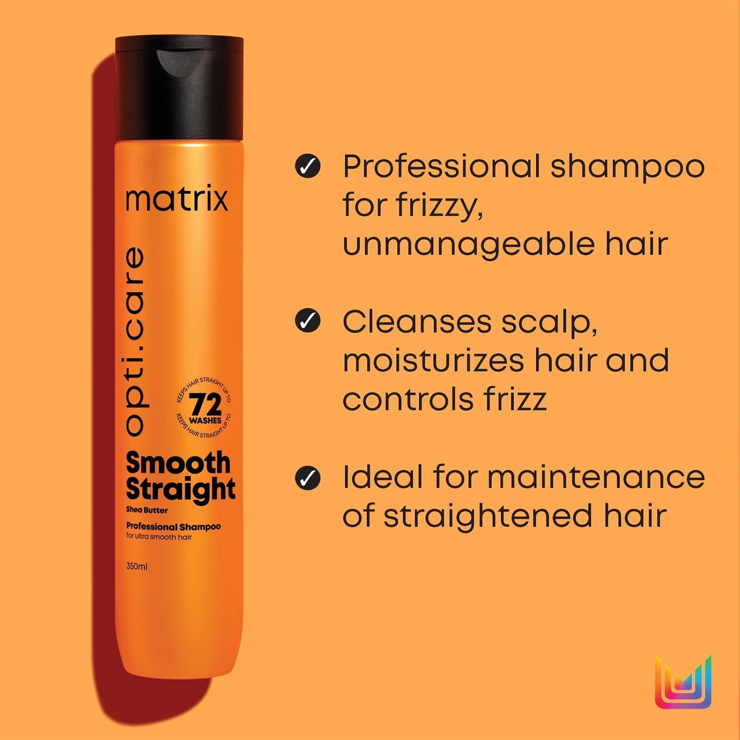 Matrix Opti.Care Professional Shampoo for Salon Smooth Straight Hair | Control Frizzy Hair for up to 4 Days | With Shea Butter | No Added Parabens | (350 ml)  from Matrix