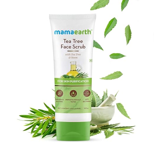 Mamaearth Tea Tree Face Scrub with Tea Tree and Neem for Skin Purification - 100g Face Scrub from mamaearth