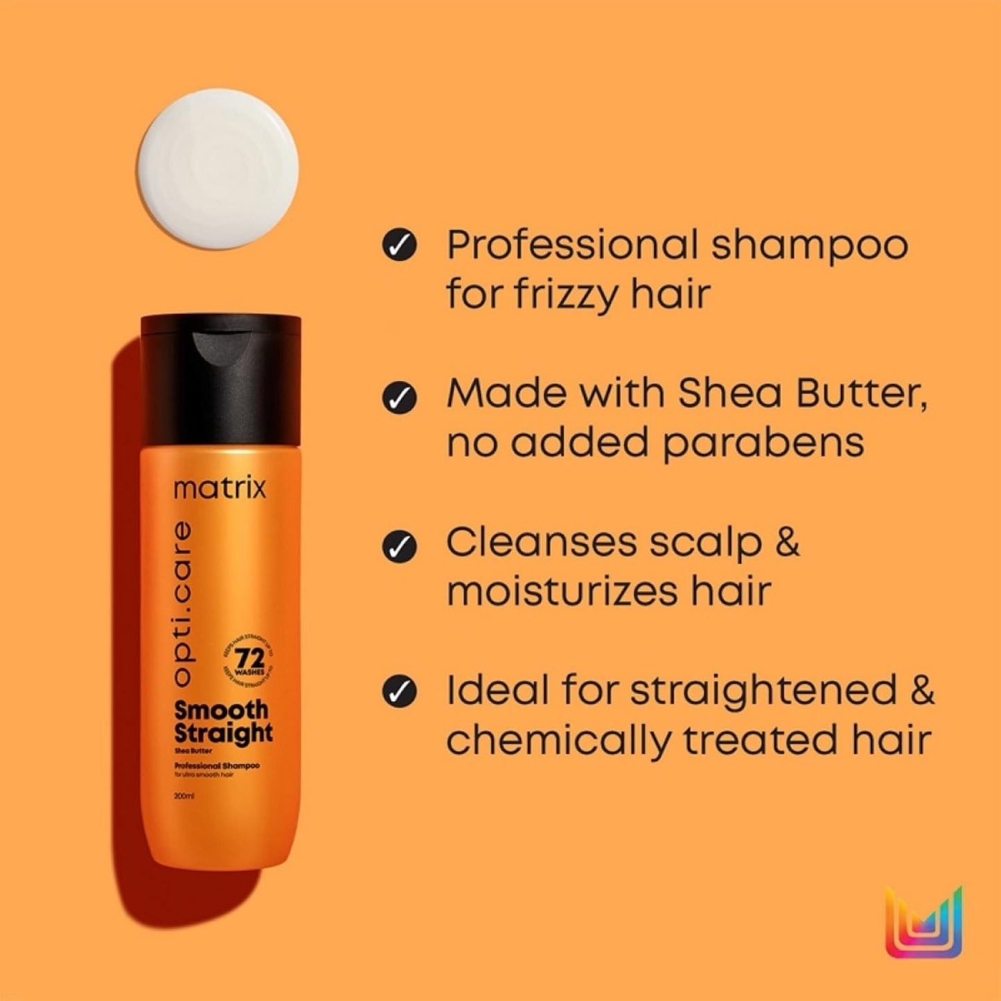 Matrix Opti.Care Professional Shampoo and Conditioner Combo for Salon Smooth Straight Hair | Control Frizzy Hair for up to 4 Days | With Shea Butter | No Added Parabens (200 ml + 98 g) shampoo and conditioner from Matrix