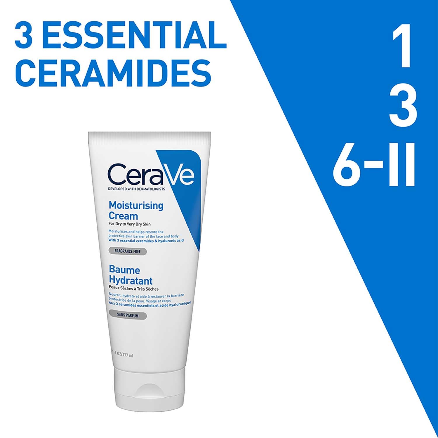 CeraVe Moisturizing Cream For Dry To Very Dry Skin (177ml) - Formulated with 3 Essential Ceramides And Hyaluronic Acid | Non-Comedogenic Moisturizer For Face and Body Face Cream from cerave