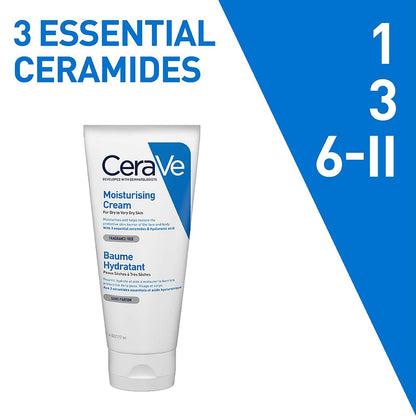 CeraVe Moisturizing Cream For Dry To Very Dry Skin (177ml) - Formulated with 3 Essential Ceramides And Hyaluronic Acid | Non-Comedogenic Moisturizer For Face and Body Face Cream from cerave