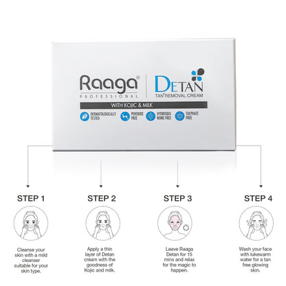 Raaga Professional De-Tan Pack | Tan Removal Cream with Kojic and Milk | Dermatologically Tested, Peroxide Free, Hydroquinone Free, Sulphate Free - 12g x 6 (72 gm)  from Raaga Professional