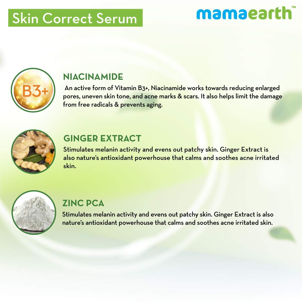 Mamaearth Skin Correct Face Serum Acne Scars Removal Cream With Niacinamide & Ginger Extract, 30ml  from Mamaearth