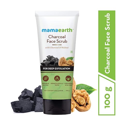 Mamaearth Charcoal Face Scrub for Oily and Normal skin, with Charcoal and Walnut for Deep Exfoliation - 100g Face Scrub from mamaearth