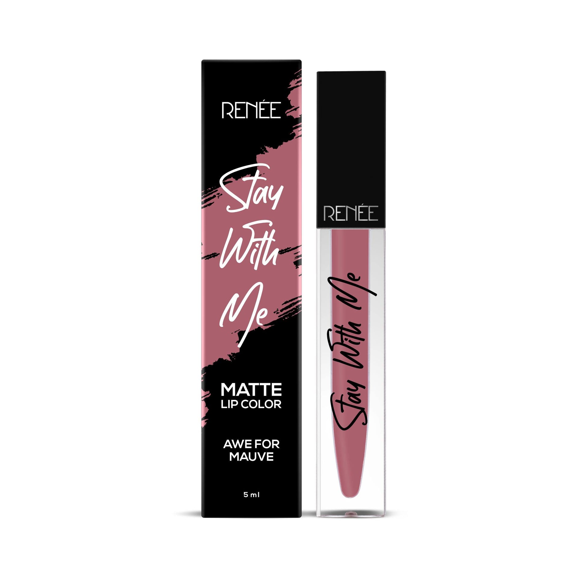 RENEE Stay With Me Matte Lip Color, Long Lasting, Non Transfer, Water & Smudge Proof, Light Weight Liquid Lipstick, Awe for Mauve, 5ml  from RENEE