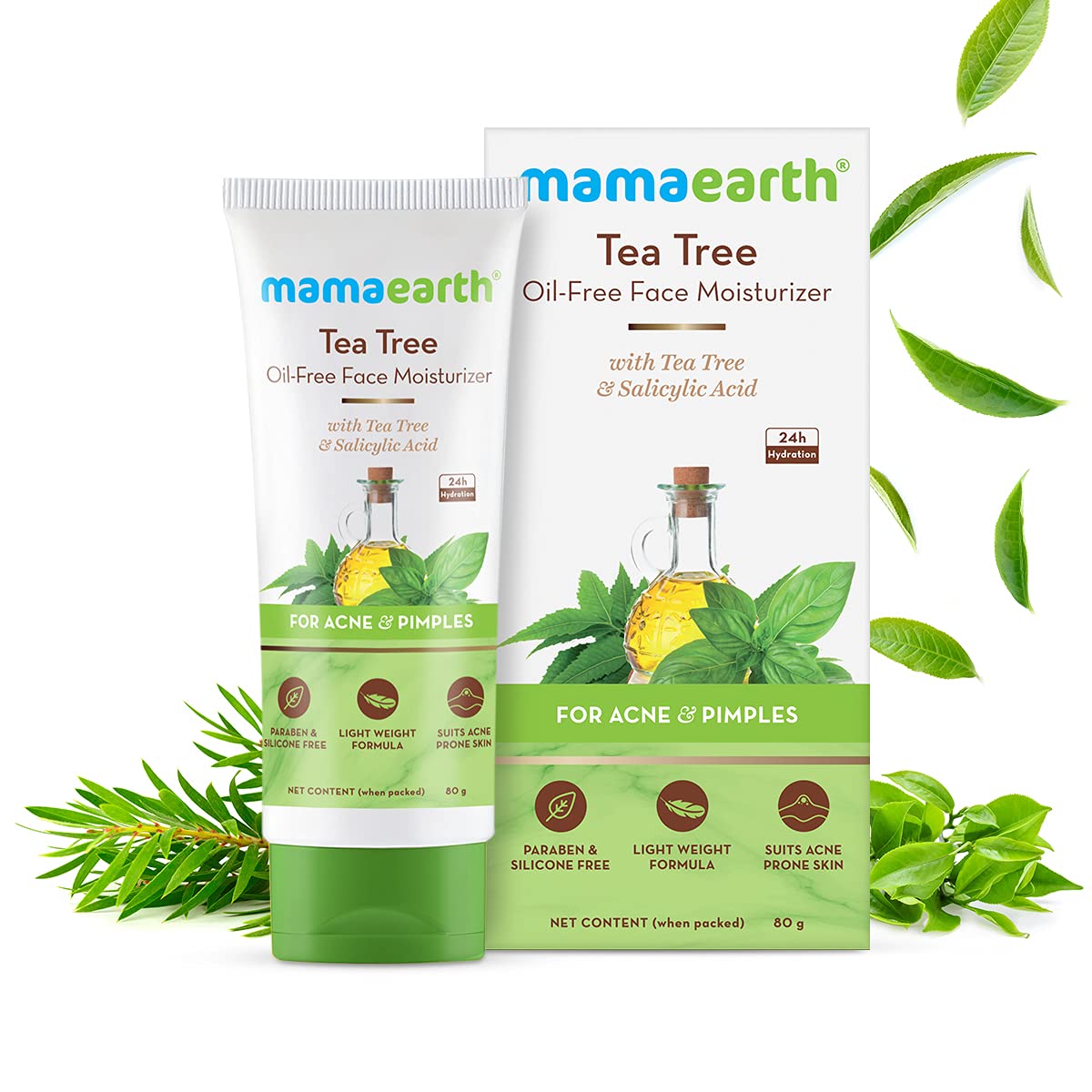 Mamaearth Tea Tree Oil-Free Moisturizer For Face For Oily Skin With Tea Tree & Salicylic Acid For Acne & Pimples 80g  from Mamaearth