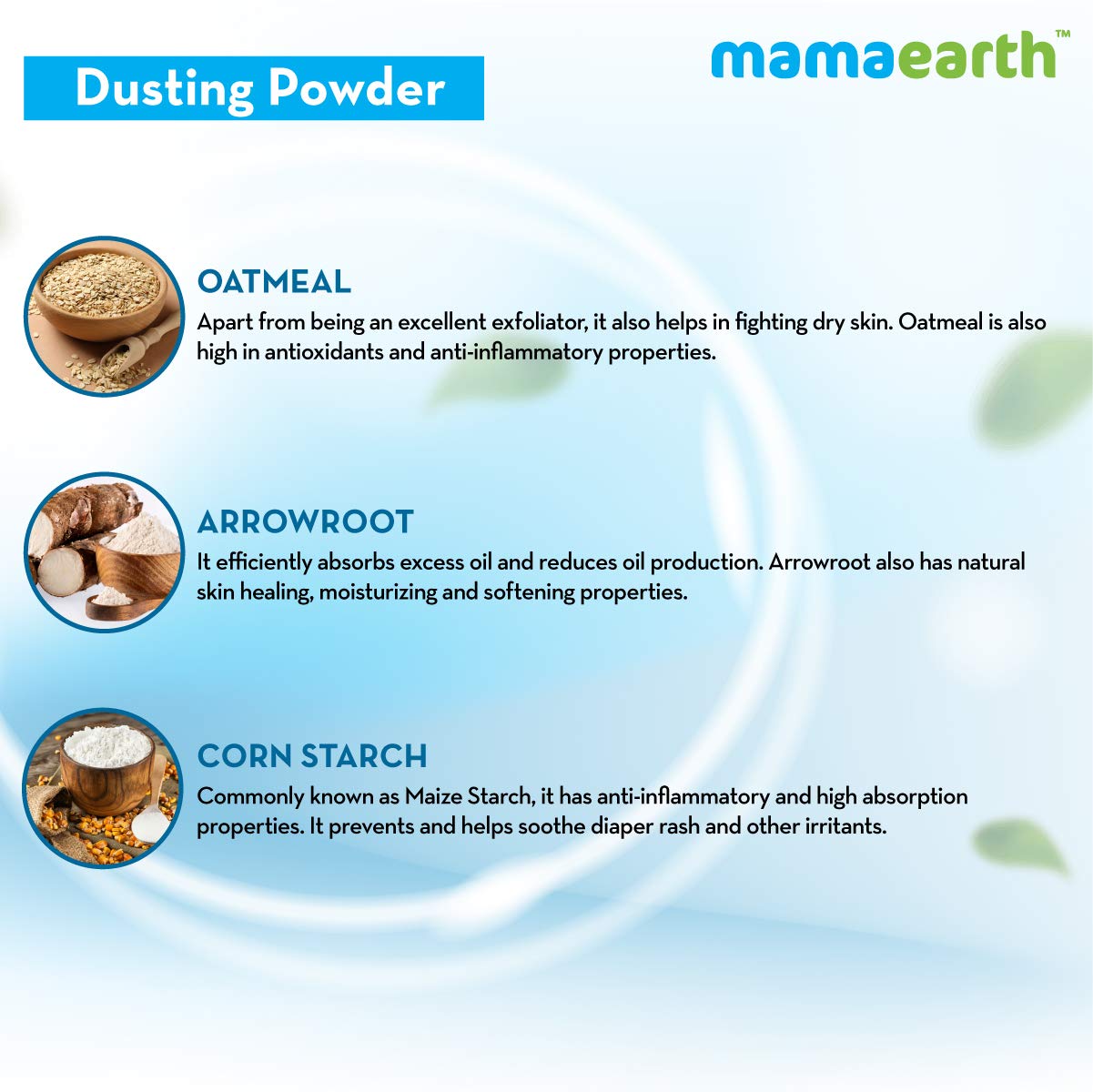 Mamaearth Dusting Powder with Organic Oatmeal & Arrowroot Powder for Babies - 300g  from Mamaearth