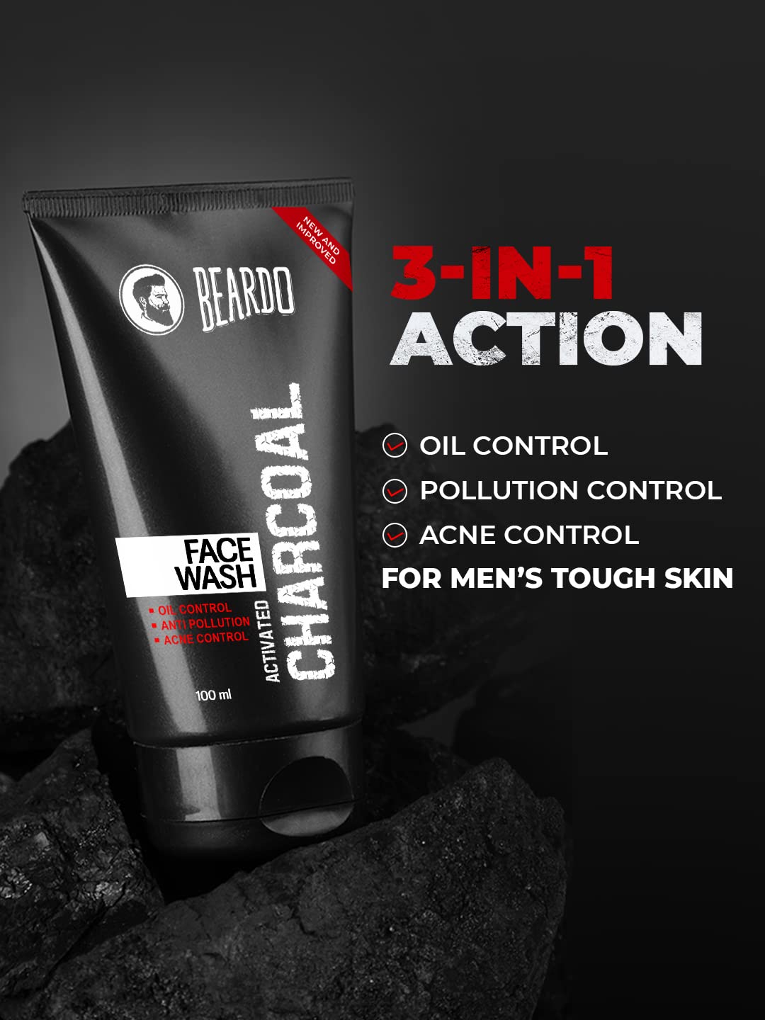 Beardo Activated Charcoal Face Wash (50ml) face Wash from beardo