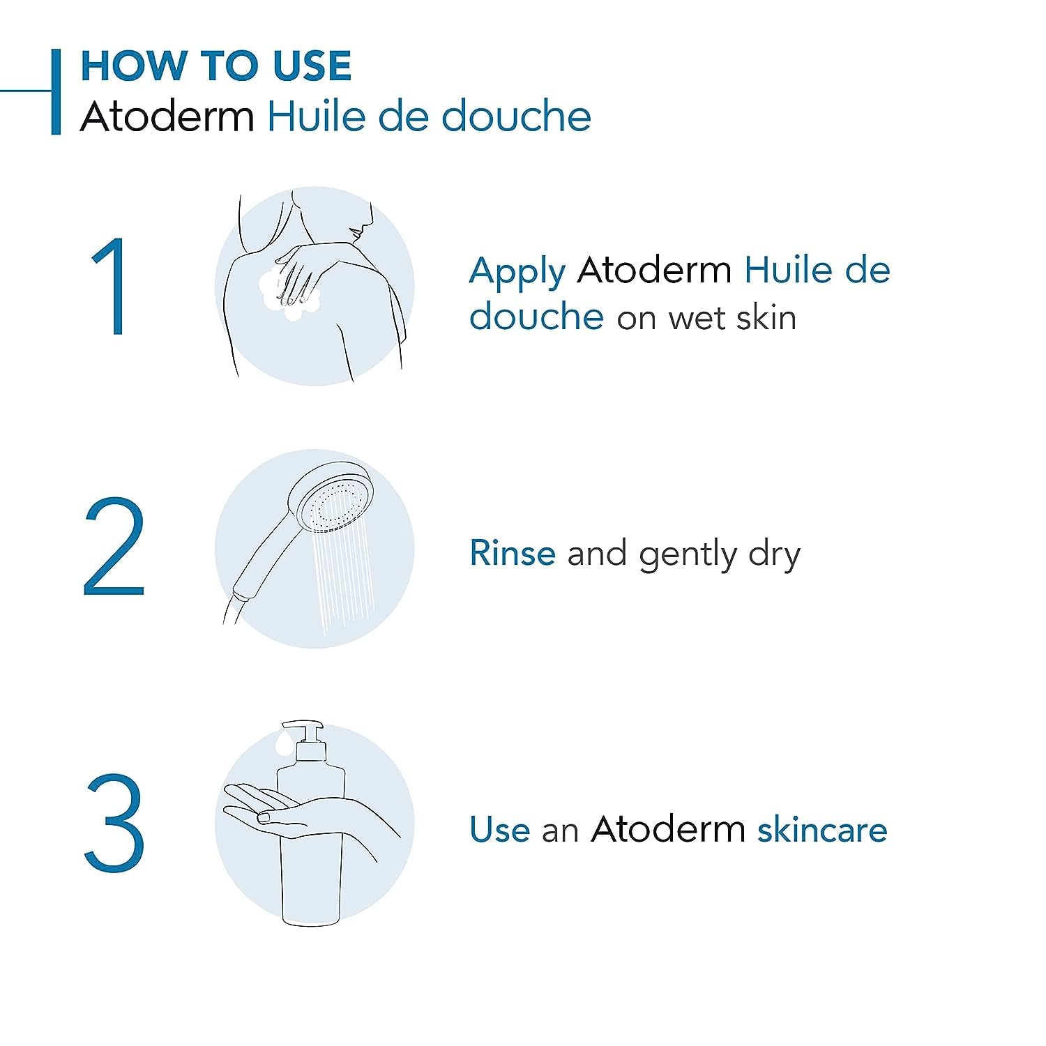 Bioderma Atoderm Huile de douche Anti-iritation Cleaning Oil | 24hrs Hydration | Face and Body Moisturizer | Soothes Discomfort - Dry to Very Dry Sensitive Skin - 200 ml Moisturizer from Bioderma