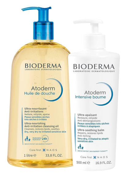 Bioderma Atoderm Huile de douche Anti-iritation Cleaning Oil | 24hrs Hydration | Face and Body Moisturizer | Soothes Discomfort - Dry to Very Dry Sensitive Skin - 200 ml Moisturizer from Bioderma