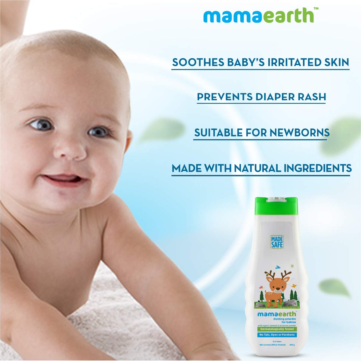 Mamaearth Dusting Powder with Organic Oatmeal & Arrowroot Powder for Babies - 300g  from Mamaearth