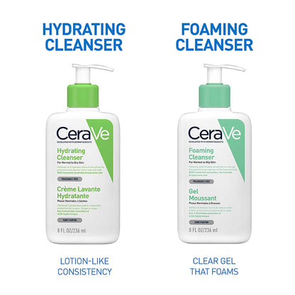 CeraVe Hydrating Cleanser For Normal To Dry Skin (236ml) - Non-Foaming Face Wash with Hyaluronic Acid And Ceramides | Non-Comedogenic, Non-Irritating And Fragrance-Free Cleanser Moisturizer from cerave