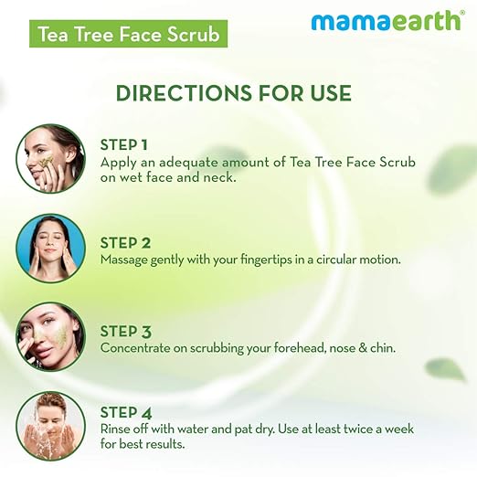 Mamaearth Tea Tree Face Scrub with Tea Tree and Neem for Skin Purification - 100g Face Scrub from mamaearth