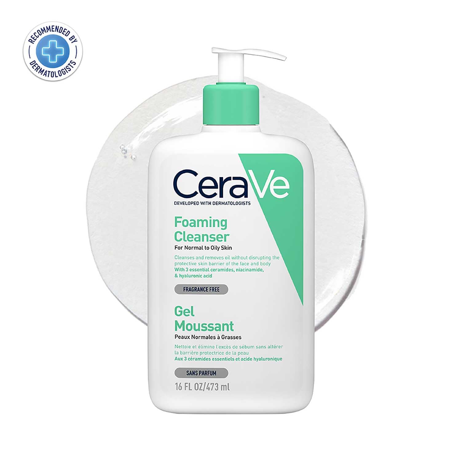 CeraVe Foaming Cleanser For Normal To Oily Skin (473ml) - Dermatologist-Developed Facewash | Non-Comedogenic And Fragrance-Free Cleansers For Acne-Prone Skin cleansing foam from cerave