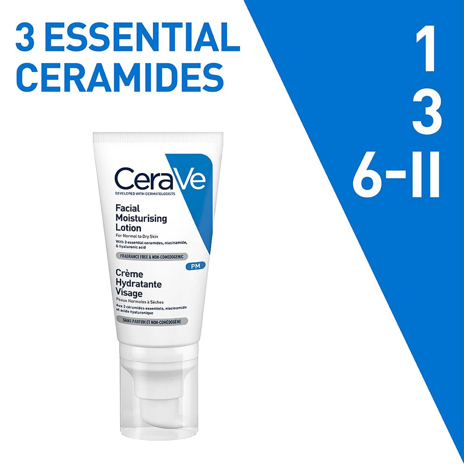 CeraVe PM Facial Moisturizing Lotion For Normal To Dry Skin (52ml) - Formulated With 3 Essential Ceramides, Niacinamide And Hyaluronic Acid | Ultra Lightweight Night Cream Moisturizer from cerave