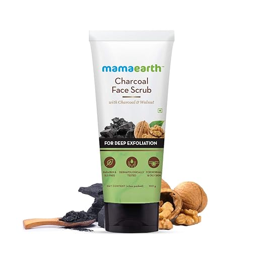 Mamaearth Charcoal Face Scrub for Oily and Normal skin, with Charcoal and Walnut for Deep Exfoliation - 100g Face Scrub from mamaearth