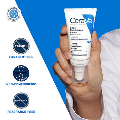 CeraVe PM Facial Moisturizing Lotion For Normal To Dry Skin (52ml) - Formulated With 3 Essential Ceramides, Niacinamide And Hyaluronic Acid | Ultra Lightweight Night Cream Moisturizer from cerave