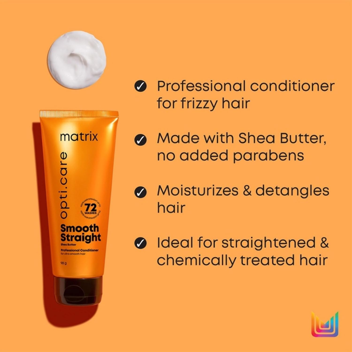 Matrix Opti.Care Professional Shampoo and Conditioner Combo for Salon Smooth Straight Hair | Control Frizzy Hair for up to 4 Days | With Shea Butter | No Added Parabens (200 ml + 98 g)  from Matrix