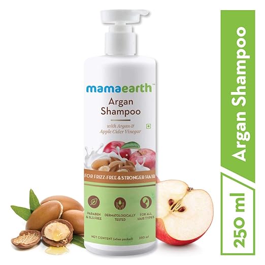 Mamaearth Argan & Apple Cider Vinegar Shampoo For Dry & Frizzy Hair, with Argan & Apple Cider Vinegar for Frizz-Free & Stronger Hair 250 ml Shampoo from mamaearth