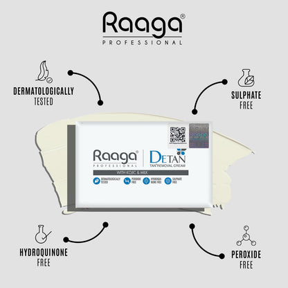 Raaga Professional De-Tan Pack | Tan Removal Cream with Kojic and Milk | Dermatologically Tested, Peroxide Free, Hydroquinone Free, Sulphate Free - 12g x 6 (72 gm)  from Raaga Professional