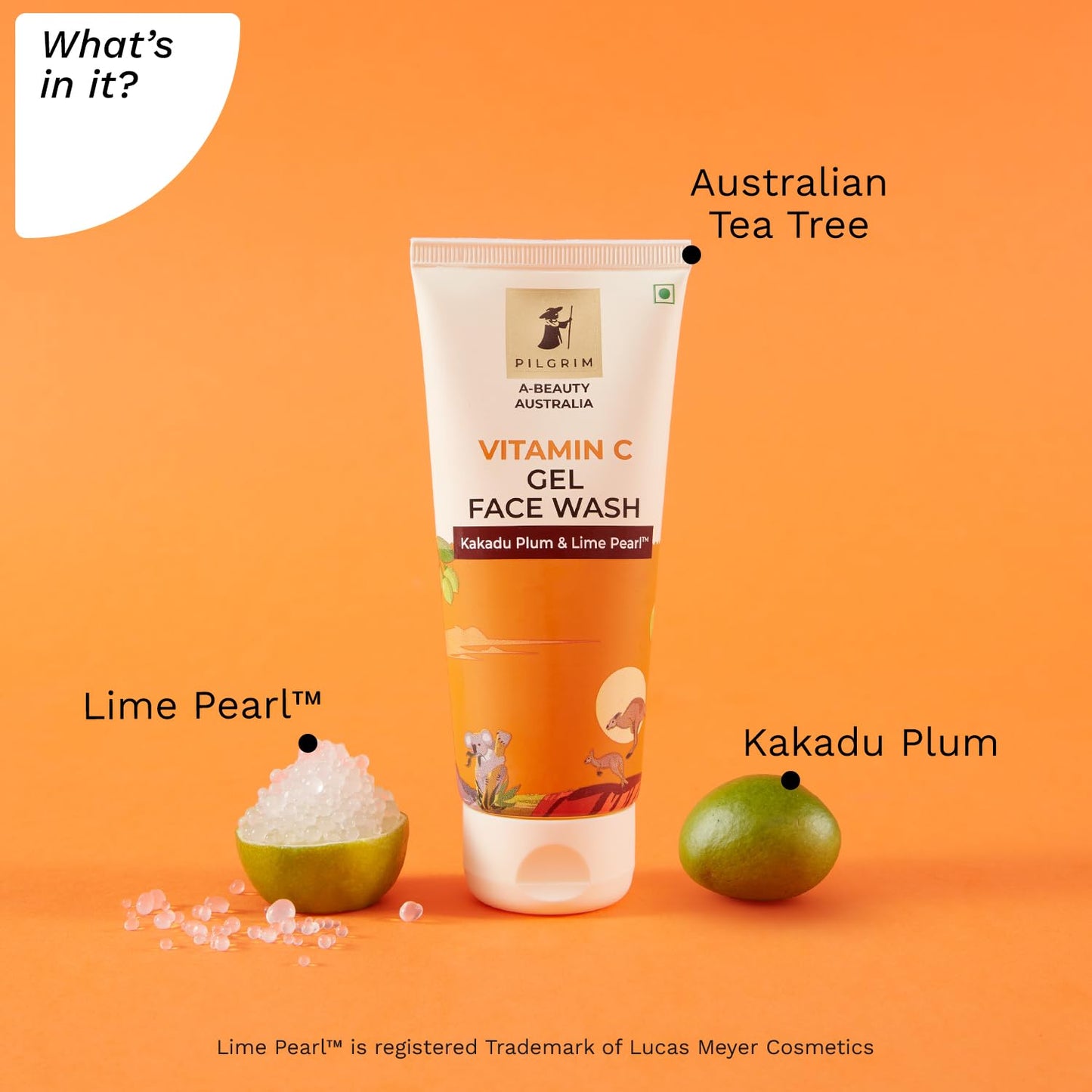 Pilgrim Australian Vitamin C Gel Face Wash for for dry/ radiant/ glowing skin with Kakadu Plum & Lime Pearl™ | Women & Men | 100 ml face Wash from Pilgrim