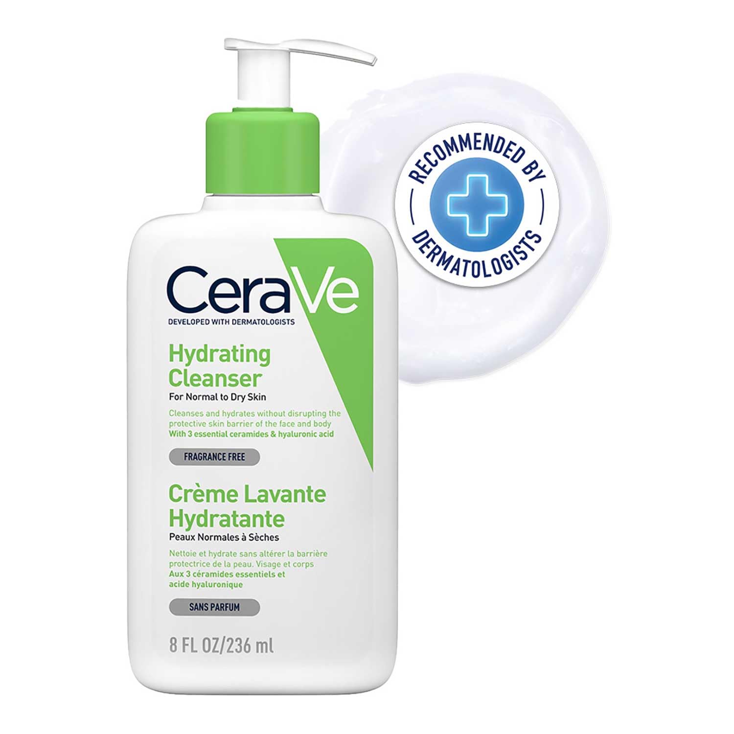 CeraVe Hydrating Cleanser For Normal To Dry Skin (236ml) - Non-Foaming Face Wash with Hyaluronic Acid And Ceramides | Non-Comedogenic, Non-Irritating And Fragrance-Free Cleanser Moisturizer from cerave