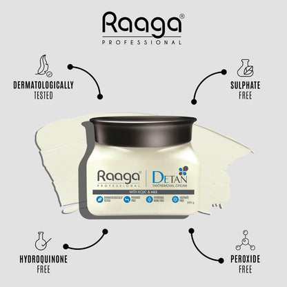 Raaga Professional De-Tan Pack | Tan Removal Cream with Kojic and Milk | Dermatologically Tested, Peroxide Free, Hydroquinone Free, Sulphate Free (500 gm)  from Raaga Professional