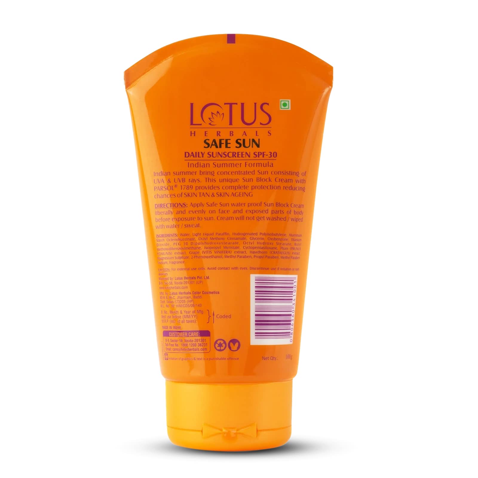 Lotus Herbals Safe Sun Sunblock Spf 30 Pa++| Sweat & Waterproof| Paraben-Free | Non-greasy | For all skin types |100g  from Lotus