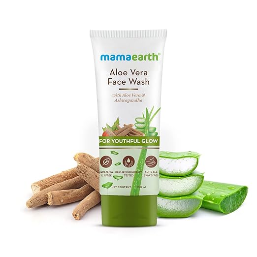 Mamaearth Aloe Vera Face Wash with Aloe Vera & Ashwagandha for a Youthful Glow - 100 ml face Wash from mamaearth