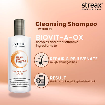 Streax Professional Pro Vitariche Repair Max Shampoo, 300Ml  from Streax Professional