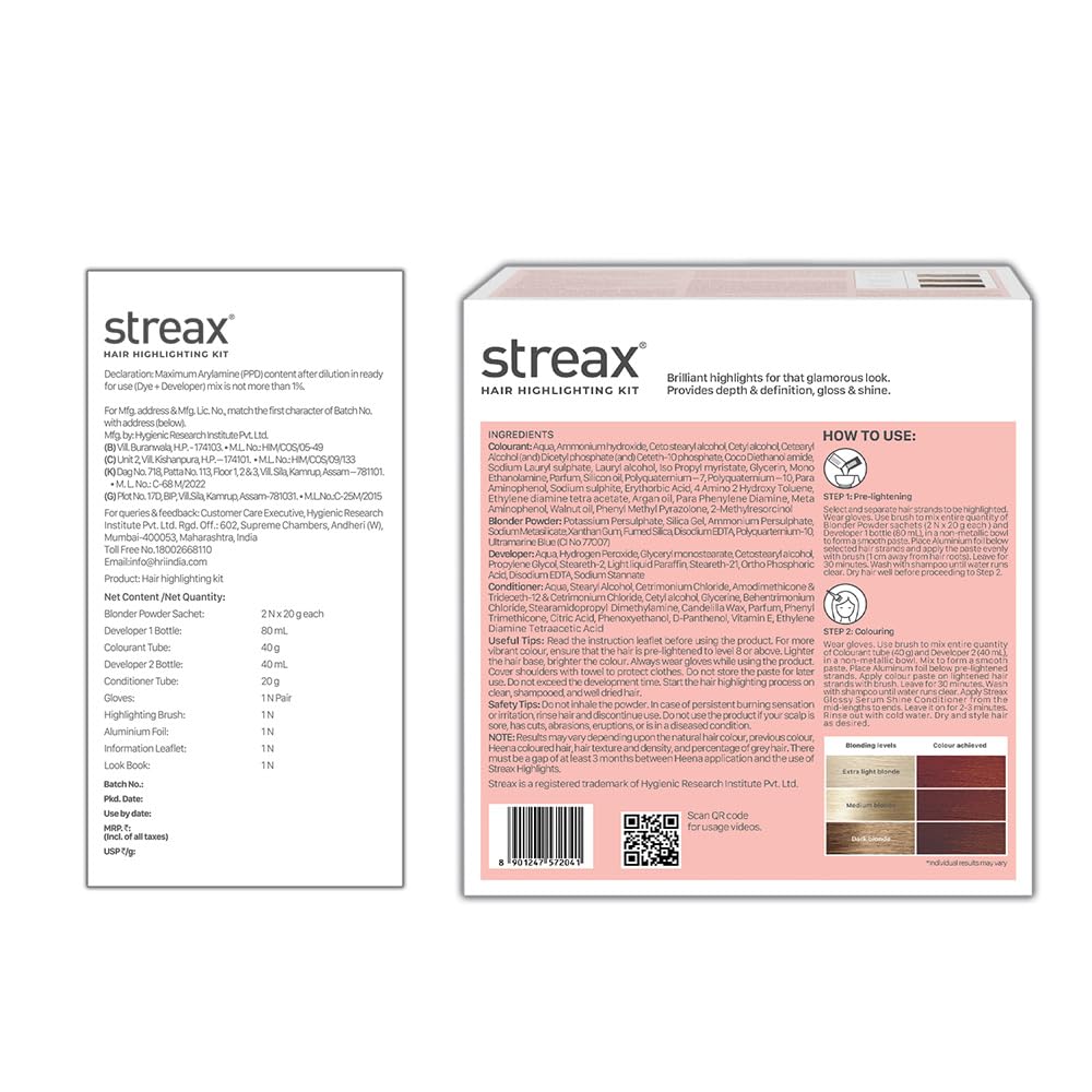 Streax Hair Colour Highlight Kit | Brown Hair Colour, Latte Brown - Pack of 1 I Enriched with Walnut & Argan Oil I Hair Colour for Women | Rich, vibrant, Easy to use, DIY Application  from Streax
