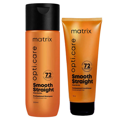 Matrix Opti.Care Professional Shampoo and Conditioner Combo for Salon Smooth Straight Hair | Control Frizzy Hair for up to 4 Days | With Shea Butter | No Added Parabens (200 ml + 98 g) shampoo and conditioner from Matrix