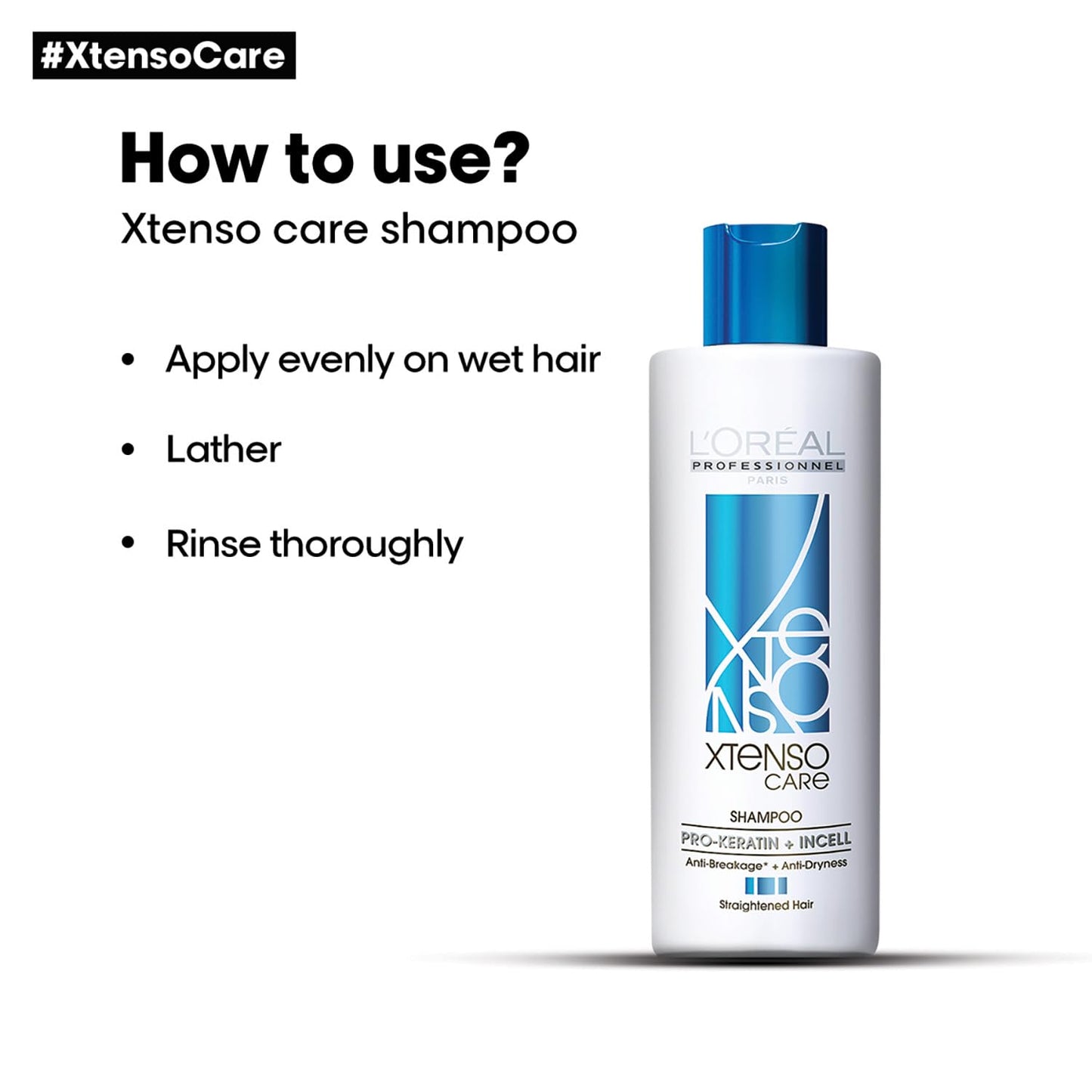 L'OREAL PROFESSIONNEL PARIS Xtenso Care Shampoo For Straightened Hair, 250 ML |Shampoo for Starightened Hair|Shampoo with Pro Keratin & Incell Technology Shampoo from loreal pro paris