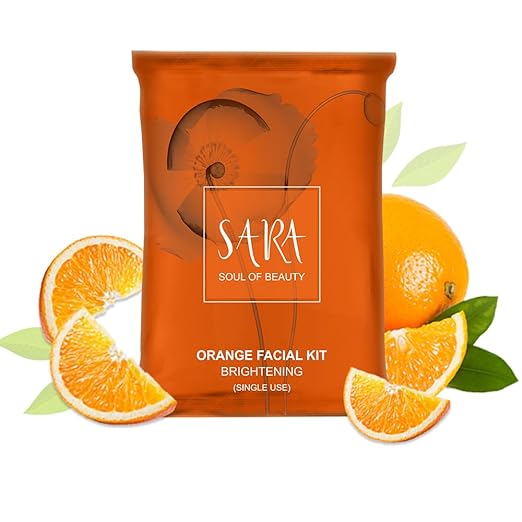 SARA Orange Facial Kit for Skin Cleansing & Brightening, 40gm | For Single Use facial Kits from SARA BEAUTY