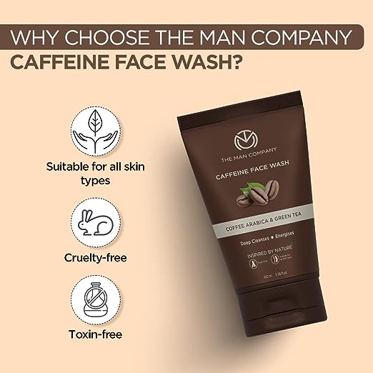 The Man Company Coffee Face Wash for Deep Cleansing & Oil Control - 100ml | Tan Removal with Coffee Arabica & Green Tea Extracts | Soothes Skin face Wash from The Man Company