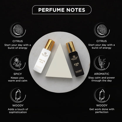 Bella Vita Luxury CEO Man & White Oud Unisex Perfume Combo with Tonka, Agarwood & Orange | Woody Long Lasting EDP Fragrance Scent, Pack of 2, 20 ml Each perfume from Bella Vita Luxury