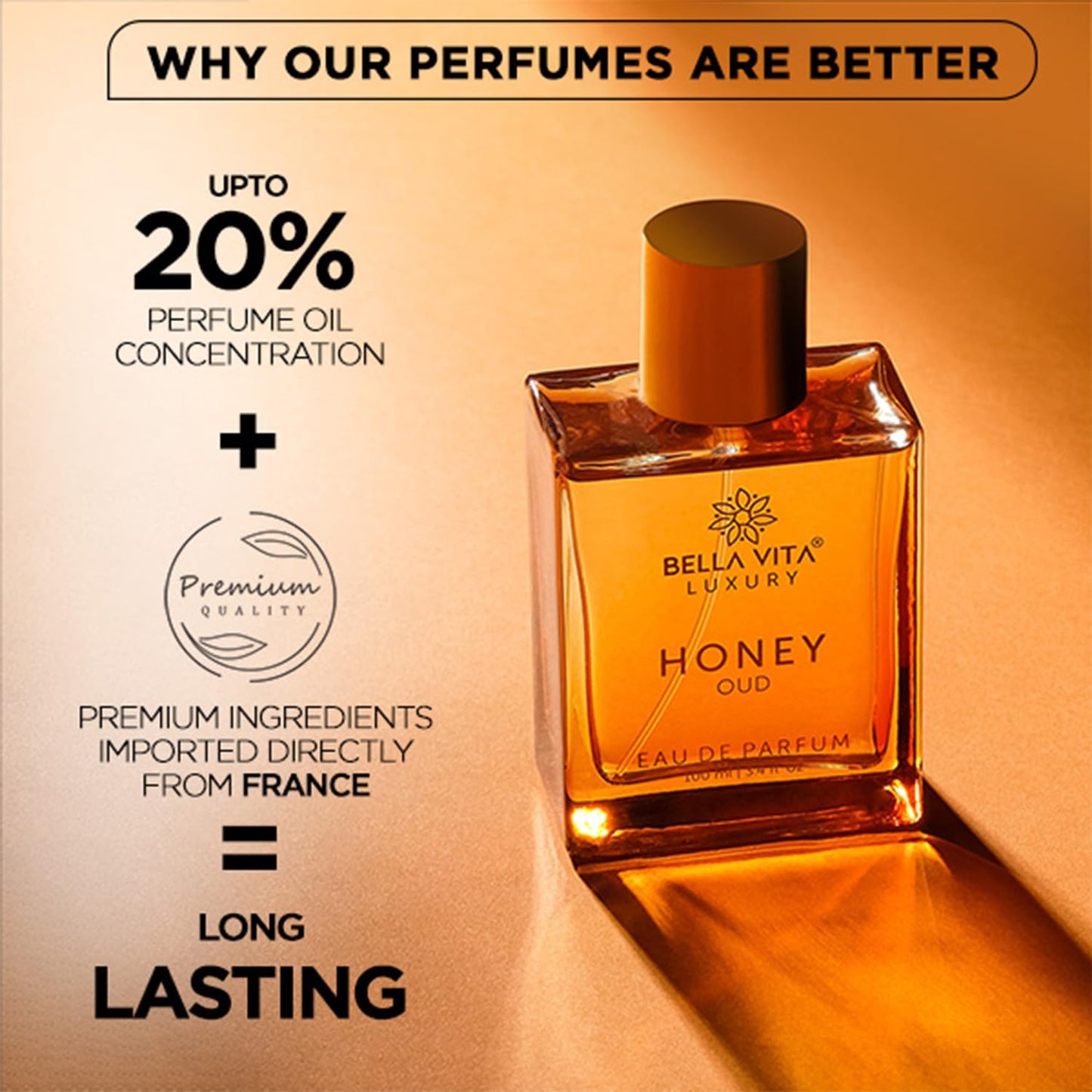 Bella Vita Luxury Honey Oud Eau De Parfum Unisex Perfume for Men & Women with Patchouli, Vanilla, Bergamot | Floral, Spicy EDP Fragrance Scent, 100 Ml perfume from Bella Vita Luxury