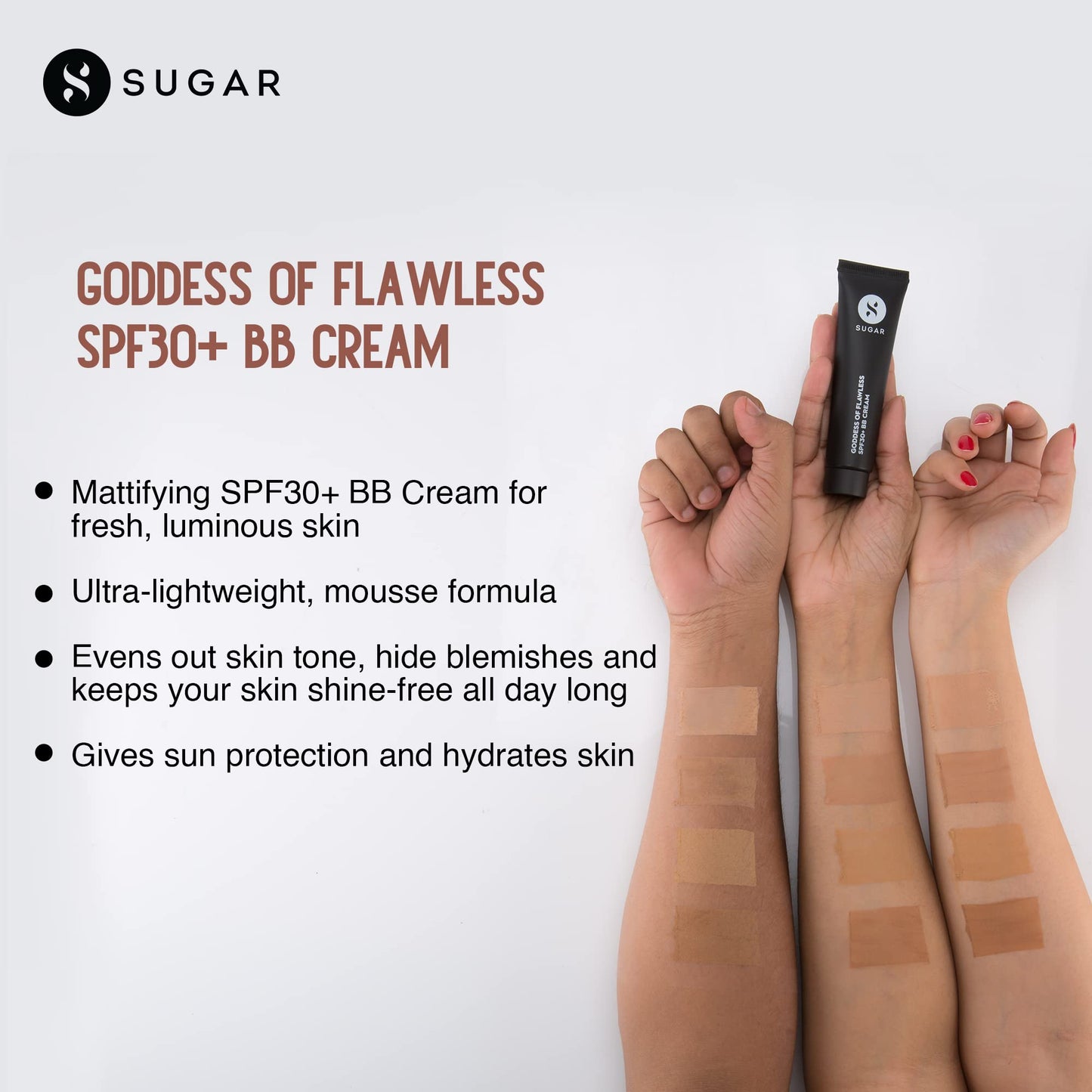 SUGAR Cosmetics - Goddess Of Flawless - BB Cream - 32 Cortado (Medium Shades) - Long Lasting, Lightweight BB Cream with Matte Finish  from SUGAR Cosmetics