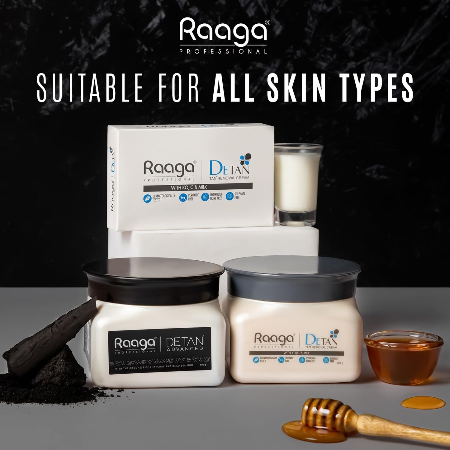 Raaga Professional De-Tan Pack | Tan Removal Cream with Kojic and Milk | Dermatologically Tested, Peroxide Free, Hydroquinone Free, Sulphate Free (500 gm)  from Raaga Professional