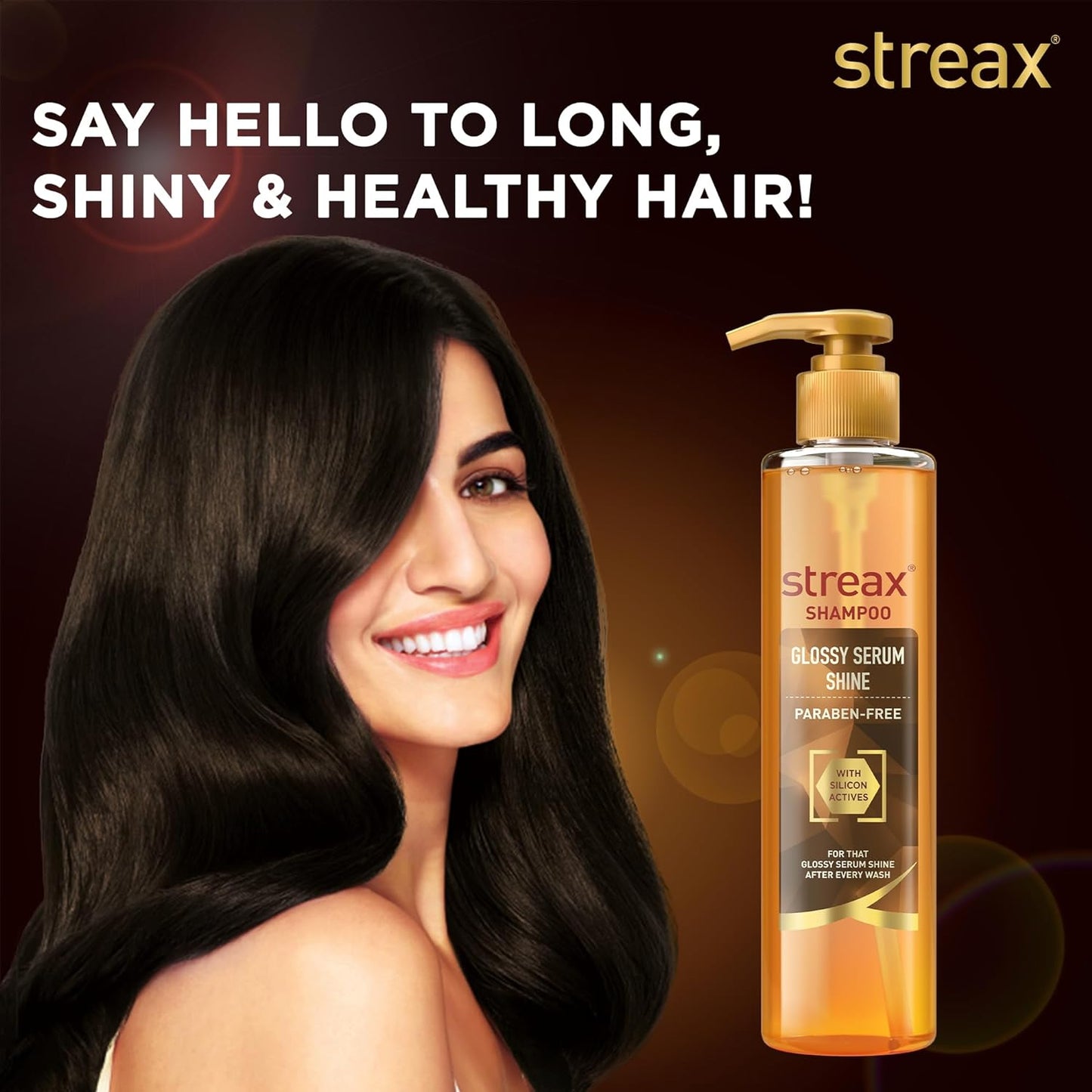 Streax Glossy Serum Shine Shampoo for Frizzy and Dry Hair | Paraben-Free Hair Shampoo with Silicon Actives | Controls Frizz, for Smooth & Shiny Hair, 240 ml  from Streax